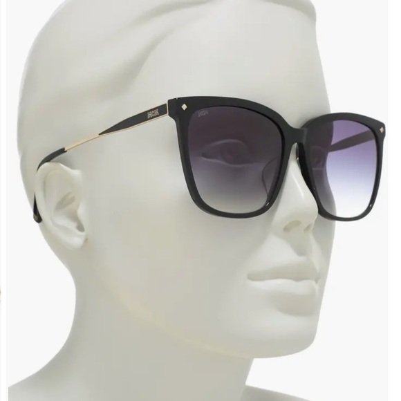 NEW MCM 58mm Gradient Rectangle Sunglasses black silver